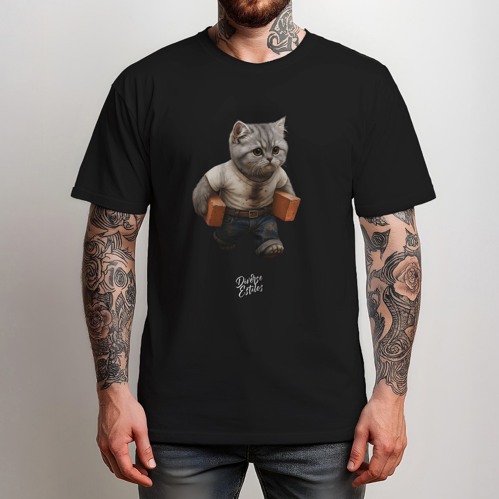 Camiseta Masculina Manfinity Gato Brabo Camisa T-Shirt 100% Algodão Moda Street Casual