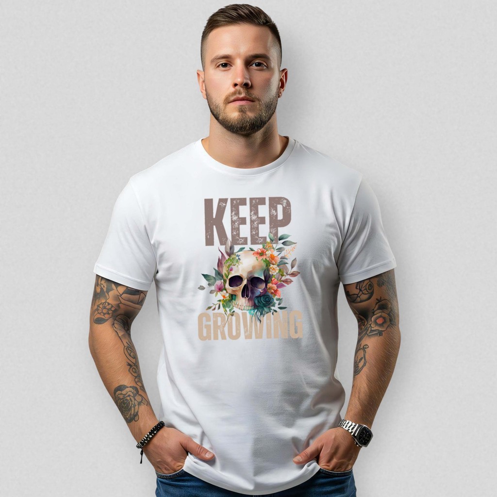 Camiseta Básica Masculina Academia Keep Growing Street Leve Confortável Estilosa Moda Casual Treino