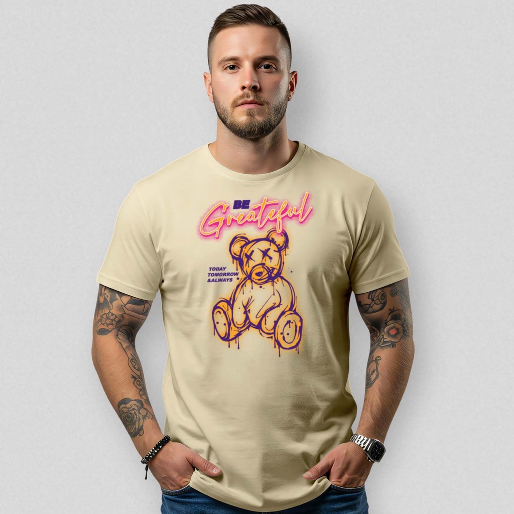 Camiseta Básica Masculina Academia Urso Greatful Street Gola Redonda Premium Confortável Casual Moda