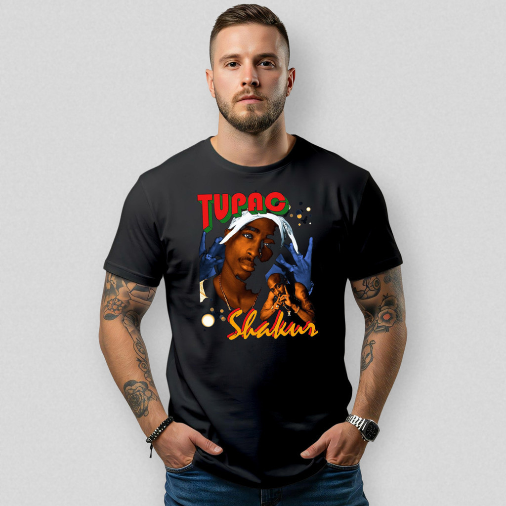 Camiseta Básica Masculina Academia Rap Cantor Street Tupac Algodão Premium Moda Casual Música Estilo