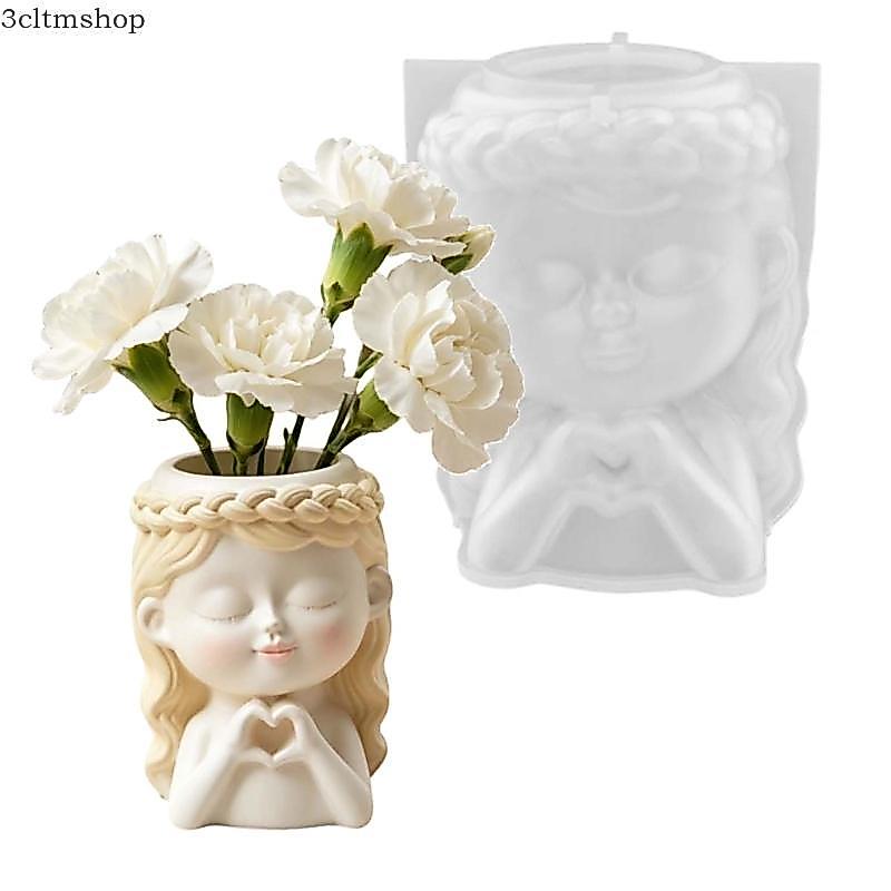 Moldes Vaso Silicone blg Heart Girl Figure Para Recipiente Armazenamento Fundição Resina