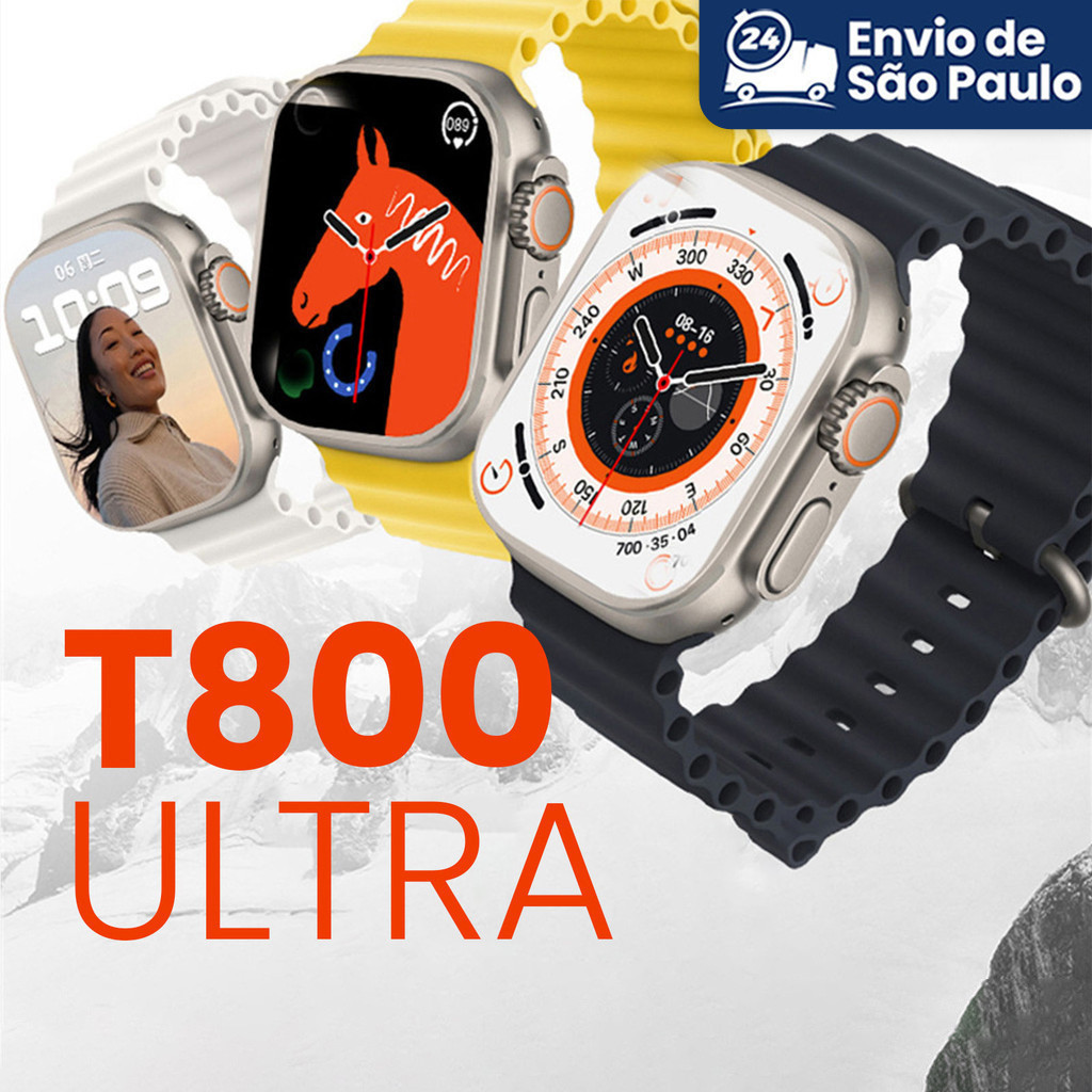 2026 Relógio Ultra-Smart T800 Original 2026, Bluetooth, Chamadas, Temperatura Corporal, 45MM