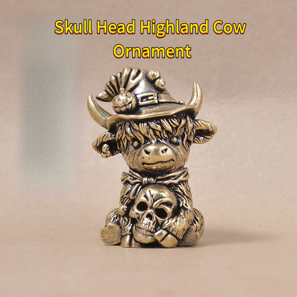 Crânio de latão puro Highland vaca ornamentos dos desenhos animados ornamentos bonitos artesanato criativo presentes de