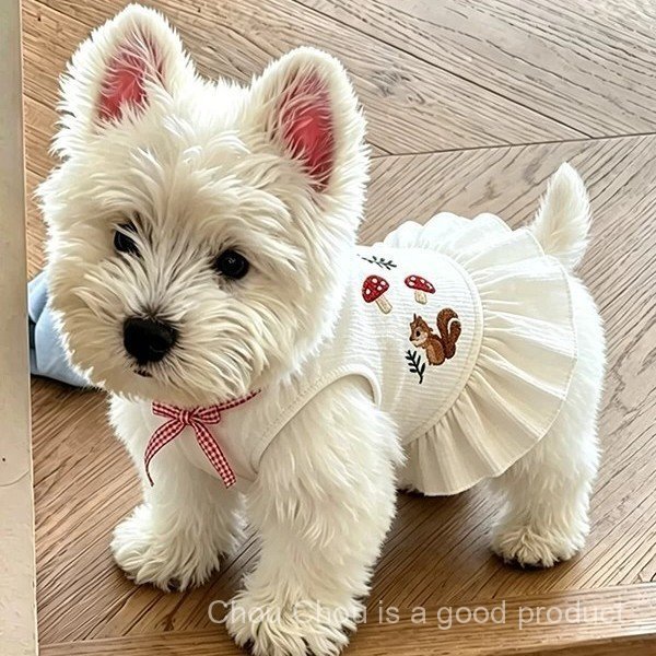 Vestido floral fofo fresco e leve para cachorros pequenos e médios, West Highland, Bichon Frise, Pomerânia