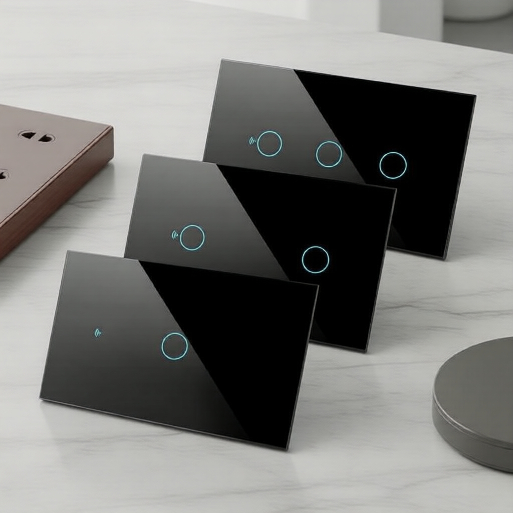 Interruptor De Parede Inteligente Para Tuya US WiFi 1/2/3/4 Gang Touch Panel Suporte Alexa Google