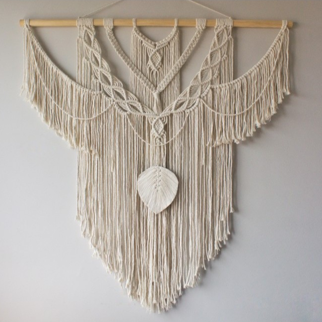 Decoração Macramê Wall Hanging Boho c/ pena