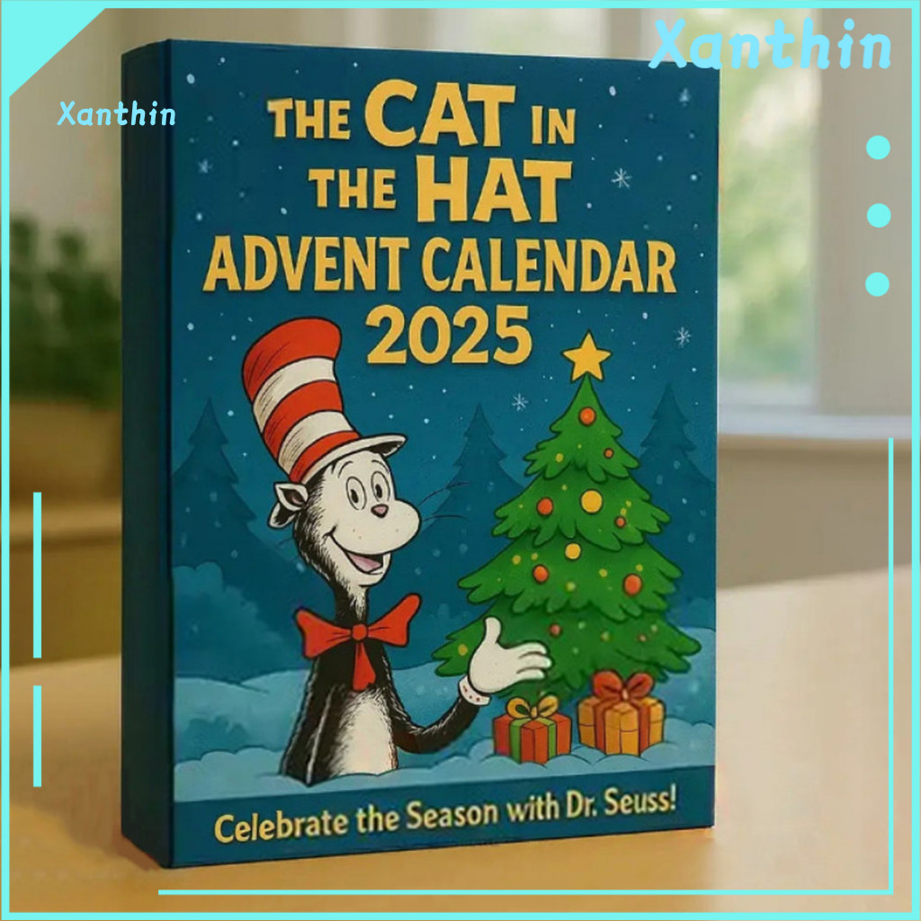 Christmas Countdown Decoration Kids Advent Calendar Wearing Hat Cat 24 Days Cartoon Hanging Ornaments Holiday Party for