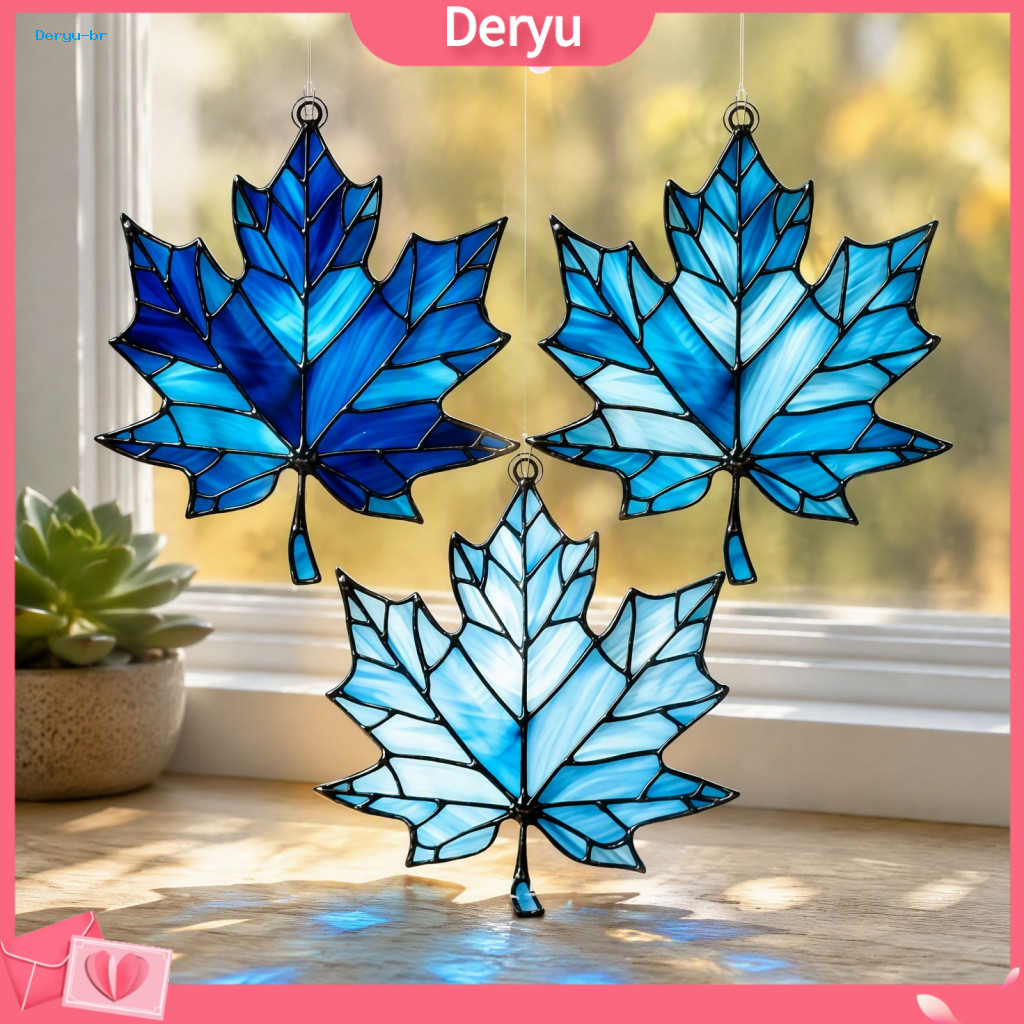 Fall Themed Ornaments Autumn Maple Leaf Suncatcher Window Hanging Stained Glass Style Decor for Thanksgiving Harvest Fes