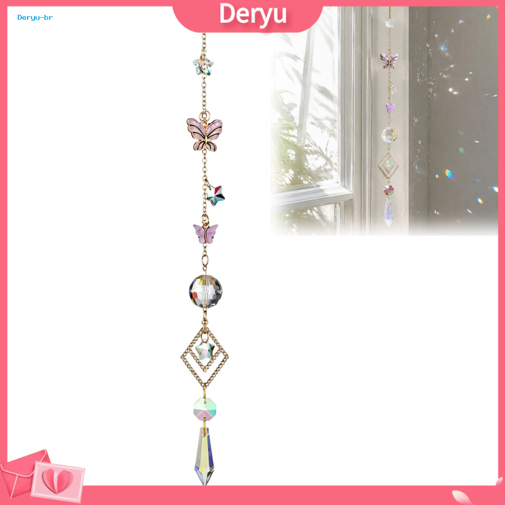 Sophisticated Courtyard Ornament Wind Chime Butterfly Suncatcher Rainbow Prism Hanging for Home Garden Balcony Patio Dec