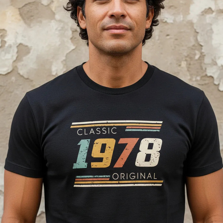 Camiseta Masculina Classic 1978 Original Vintage Retrô 48 Anos 100% Algodão Premium