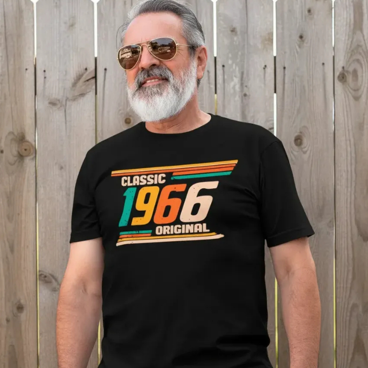 Camiseta Masculina 60 Anos Clássic 1966 Original 100% Algodão Premium Aniversário