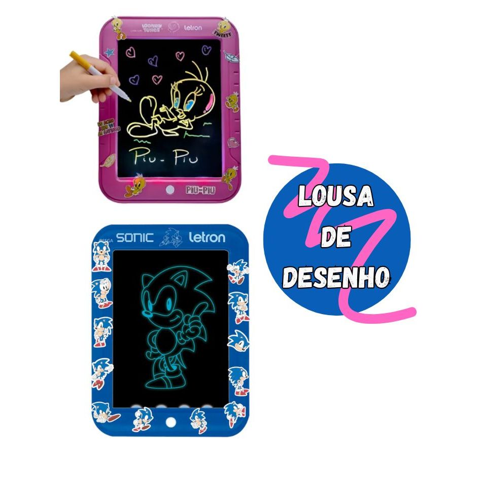 LOUSA DE DESENHO - GLOW PAD - LEONORA - SONIC E LOONEY TUNES