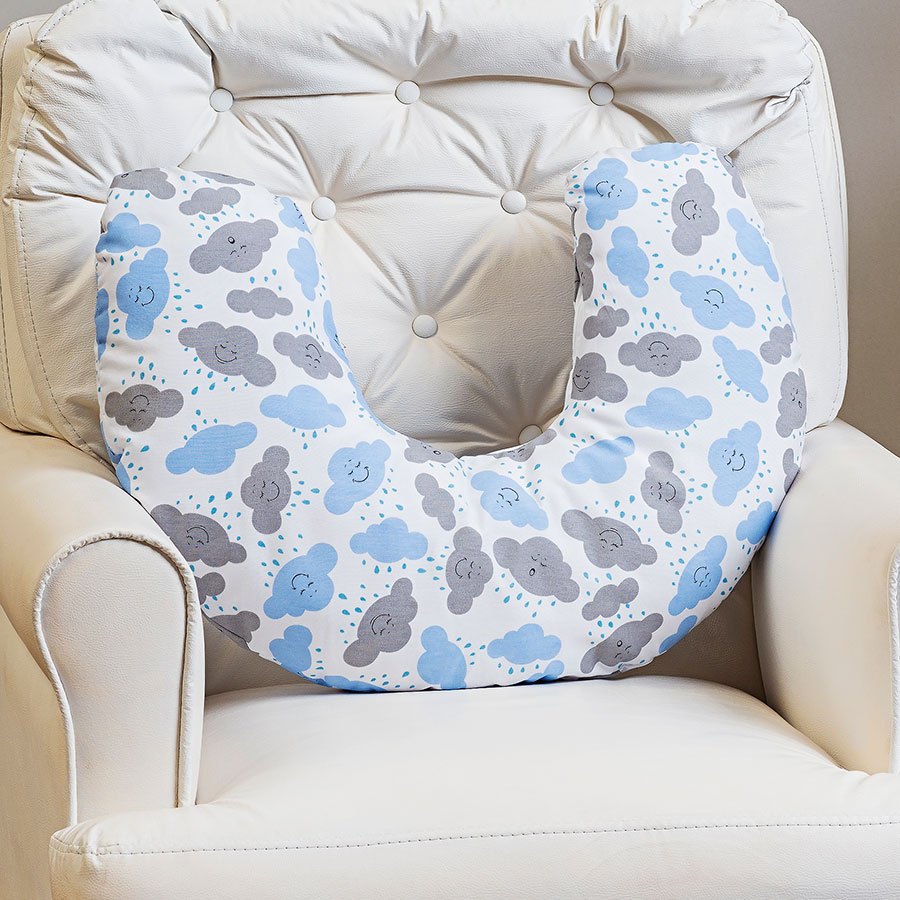 Almofada Amamentação Estampada Nuvem Azul Bebê