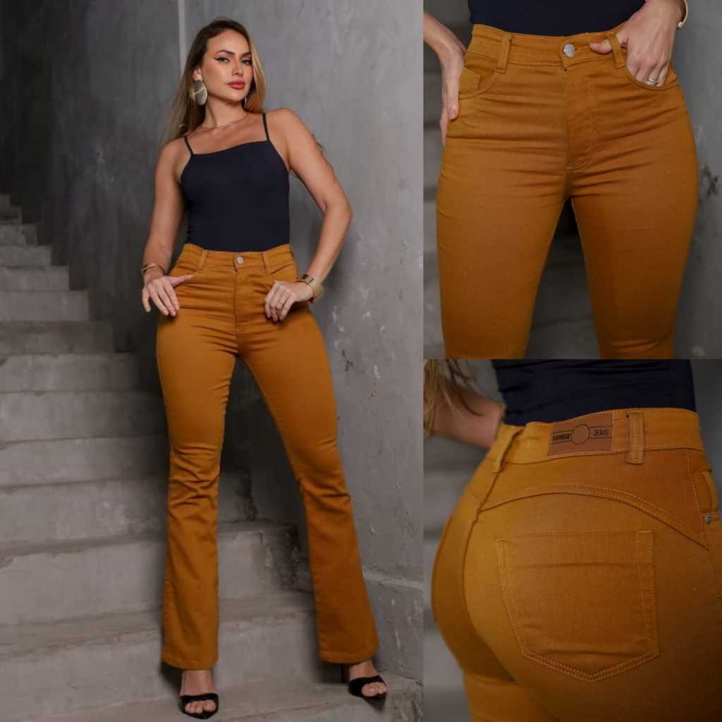 Zephire Calça Flare Sculpt Bege Sand – Alfaiataria Moderna com Tecnologia Comfort Stretch