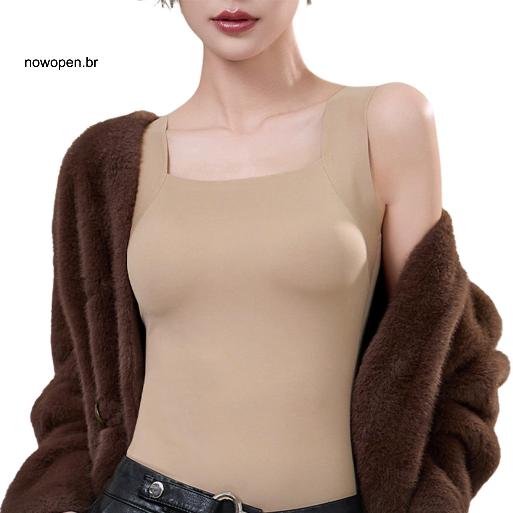 Bottom Bra Tank Tops Super Soft Stretch Fabric Women’s Wireless Built-in U-neck Slim Fit Top Comfort Padding Layering