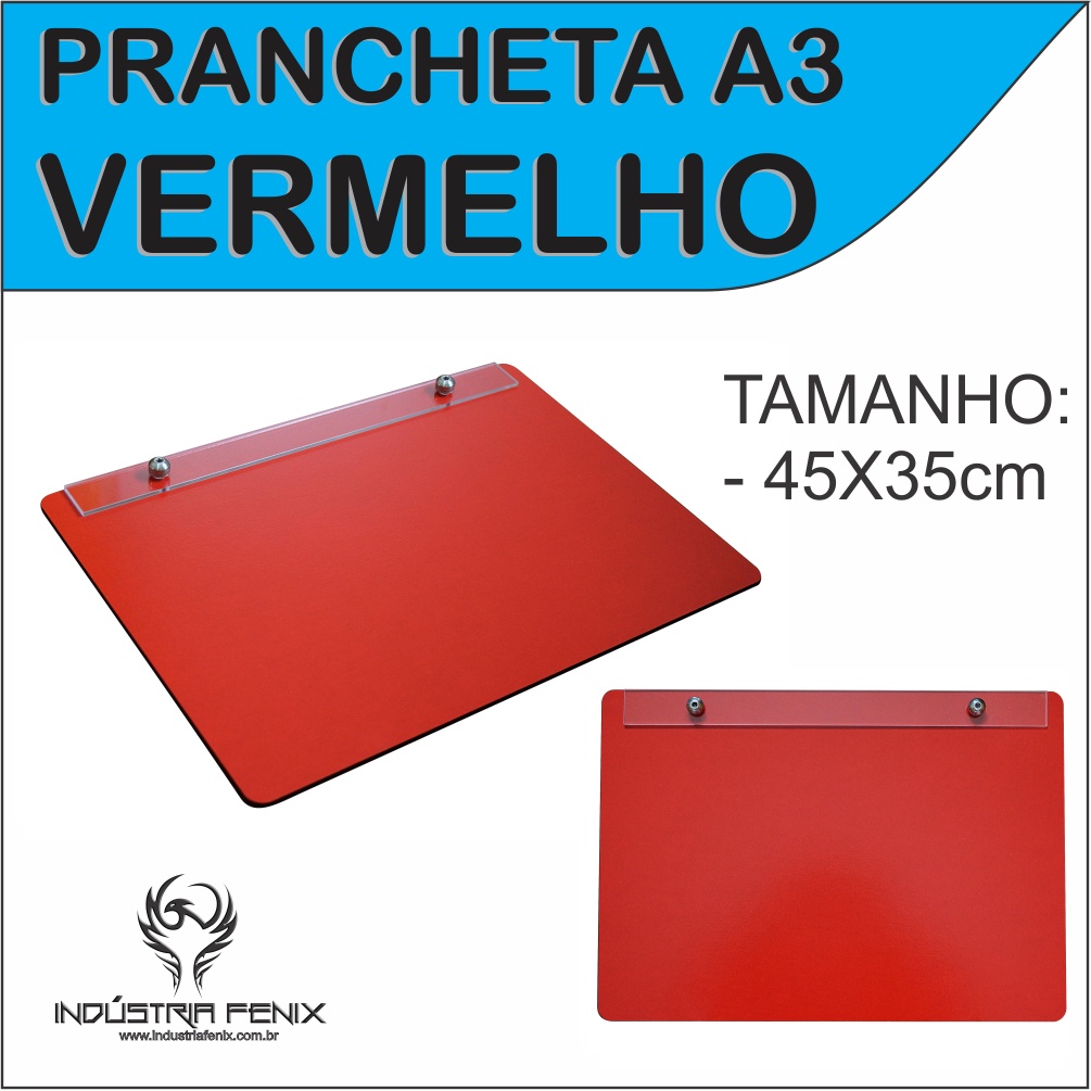 Prancheta Portátil Desenho Técnico Madeira VERMELHO A3 - Fenix