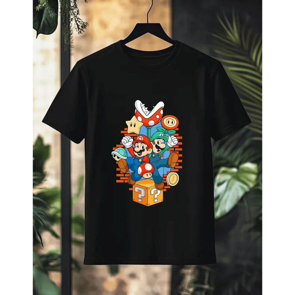 Camiseta Unissex Gamer Retrô – Estampa Aventureiros do Reino Pixel - Super Mario