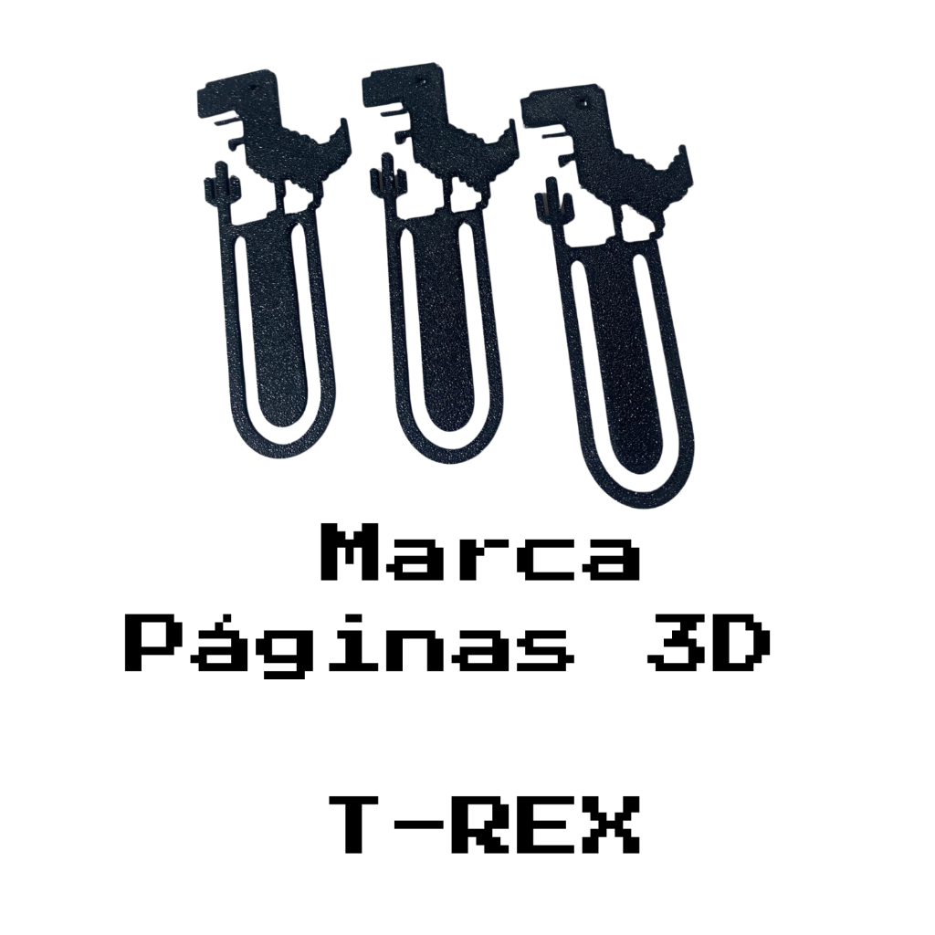 Marca Página 3D Dinossauro Pixel T-Rex | Marcador de Livro Retrô Jogo Offline