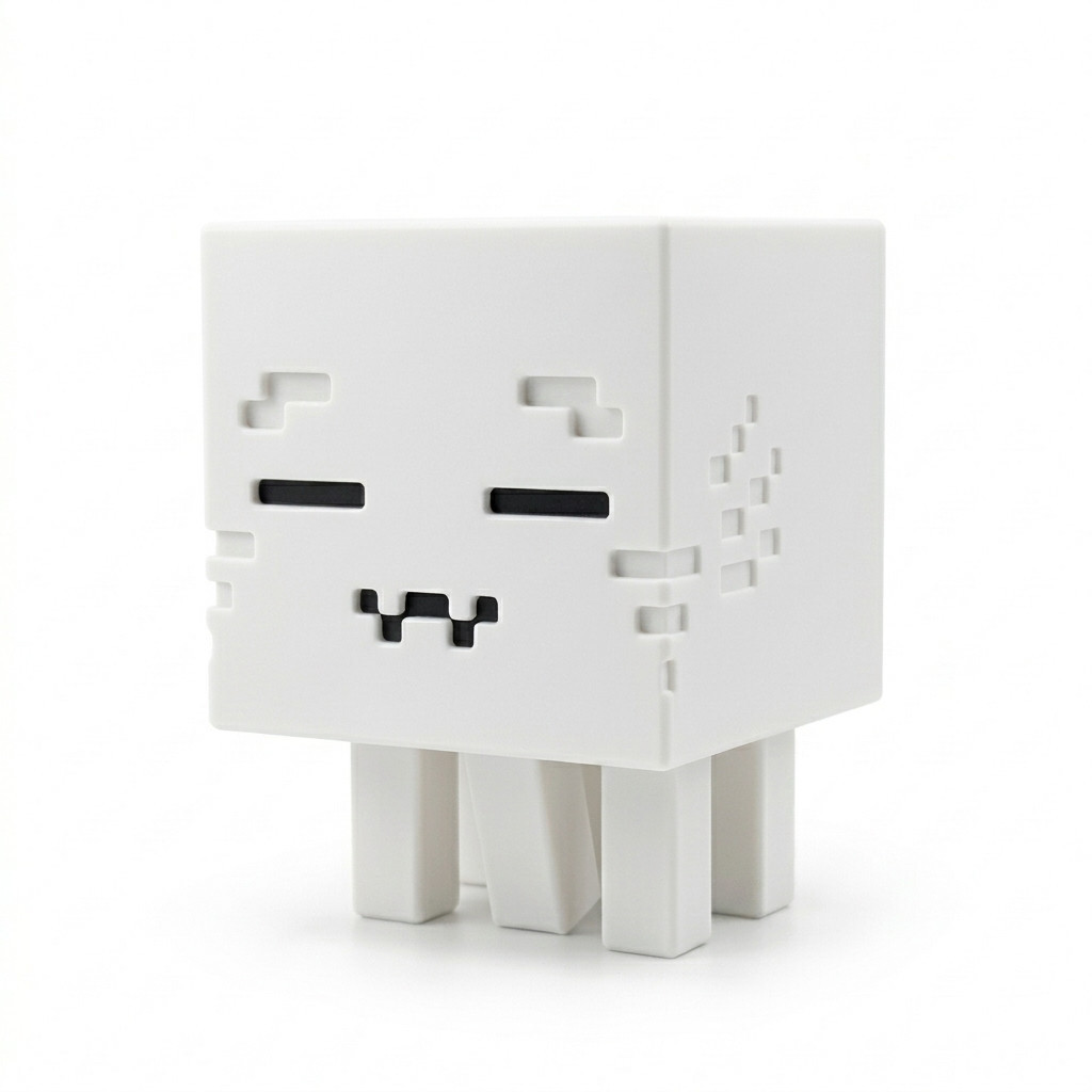 Boneco Fantasma Pixel Art Voxel 3D Decoracao Setup Gamer Mascote Fofo Colecionavel Retro