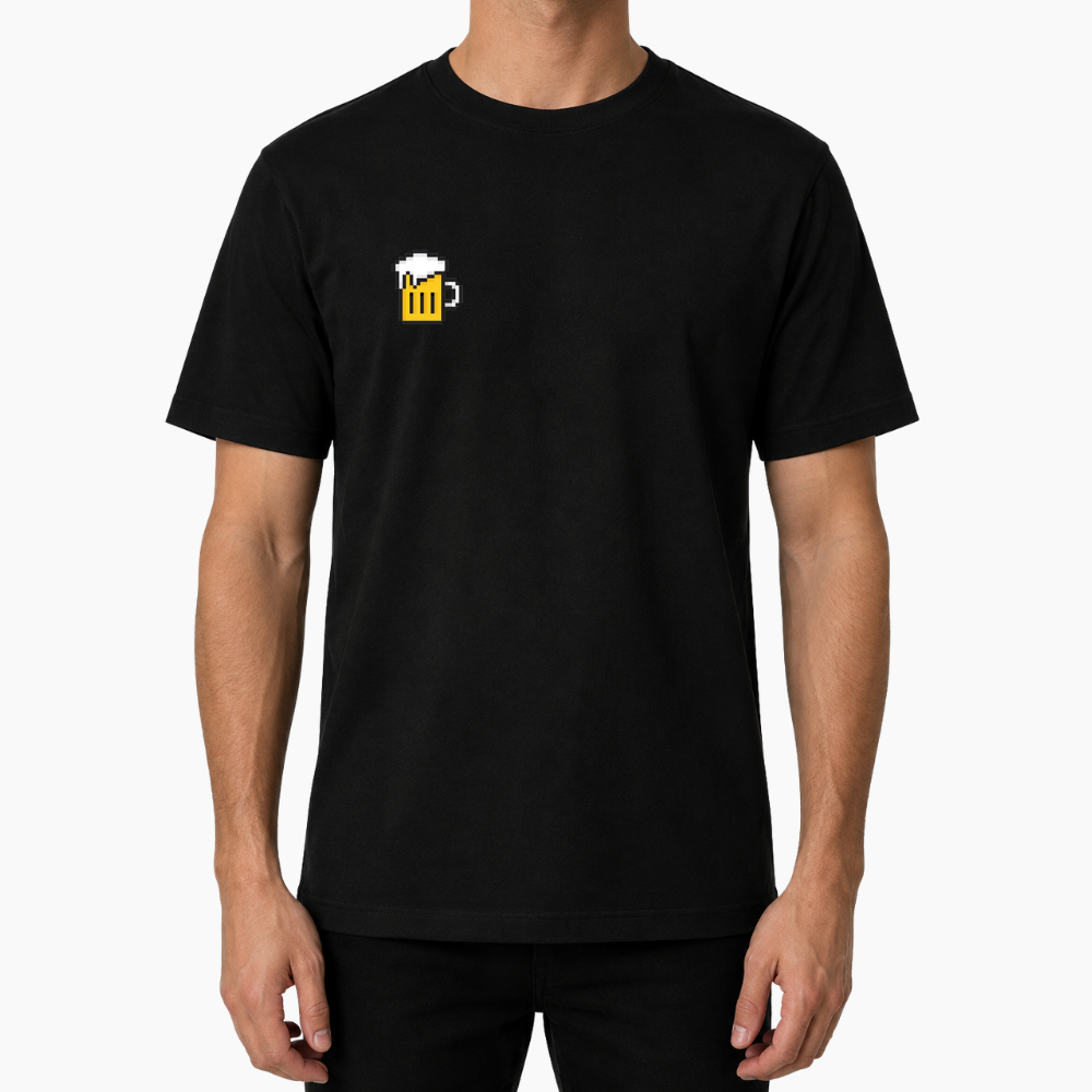 Camiseta Cerveja Pixel Retrô Estampada Masculina Preta