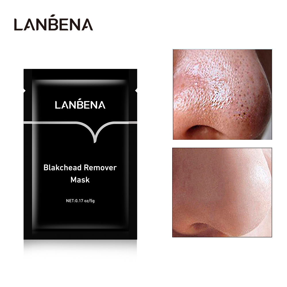 LANBENA Black Mask Detox Blackhead Remover Máscaras Nariz Acne Controlt Peeling Pore Strip Shrink Pores Bamboo Charcoal