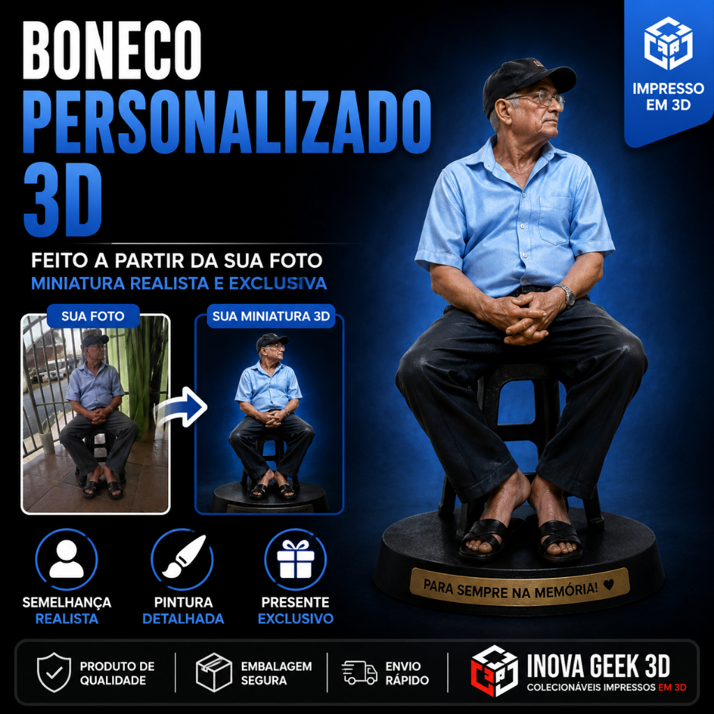 Boneco Personalizado 3D pela Sua Foto | Miniatura Realista Personalizada | Presente Criativo