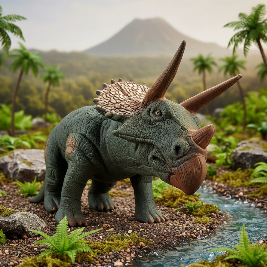 Boneco Dinossauro Triceratops 33Cm Grande Realista Figura De Ação Decorativa Em Vinil Emborrachado Infantil Bee Toys