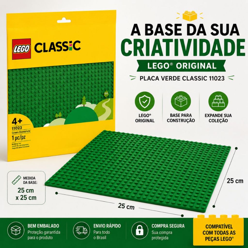 LEGO Classic Placa Verde 11023 Base de Construção Original 25x25cm Baseplate