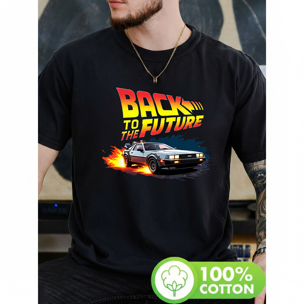 Camiseta Masculina Back to the Future DeLorean Car Retro Moderna Premium Estilosa Casual Tendência