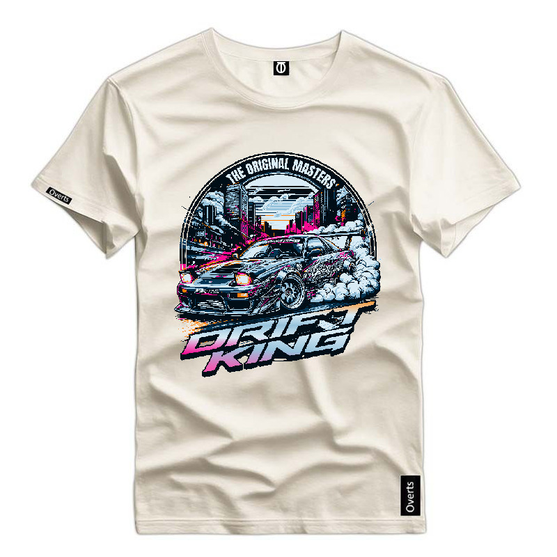 Camiseta Casual Masculina Persoonalizada Drift Car Carro Esportivo 100% Algodão Flanelado Cores Top
