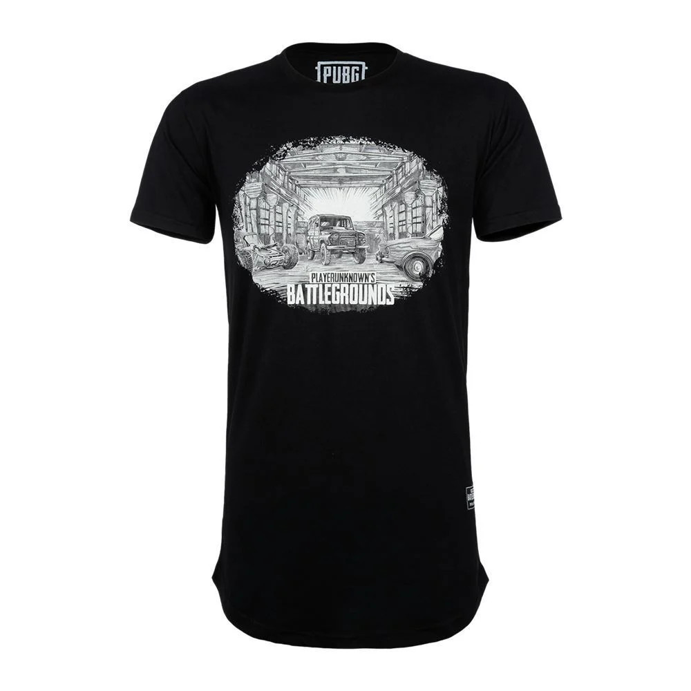 Camiseta PUBG Cars Longline Gamer Preta Unissex Streetwear Casual Oficial Fallen Store