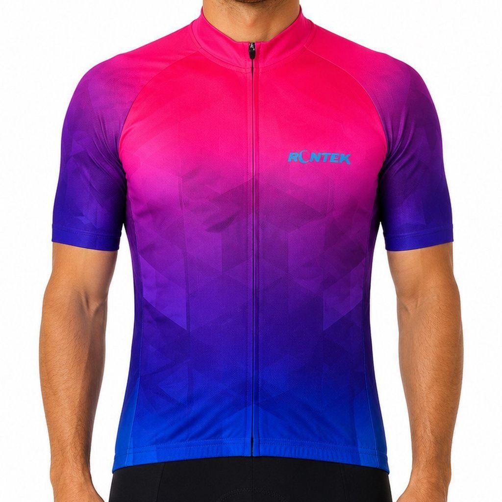 Camisa de Ciclismo Rontek Classic Rosa e Azul