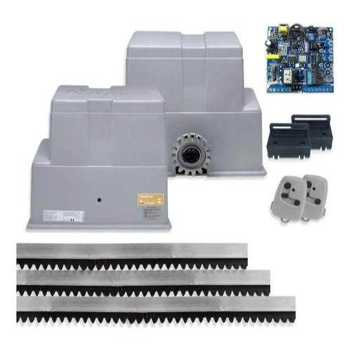 Kit Motor Portão Deslizante Super Industrial 1/2CV 800kg 220V Nice Peccinin + 3m Cremalheira + 2 Controles