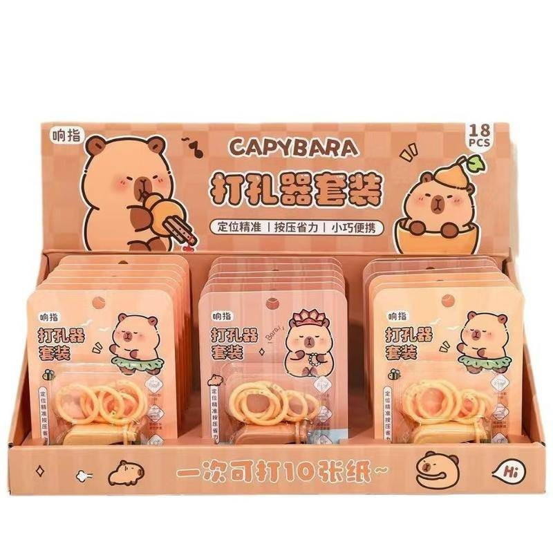 Capybara Unique Ring-Shaped Mini Hole Puncher 1Hole Cute and portable round paper puncher Cute cartoon office supplies