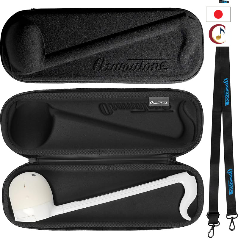 Portable Carrying Case for Otamatone Deluxe (17.3 in / 43.81 cm), with an Otamatone-shaped design on the front Black (on