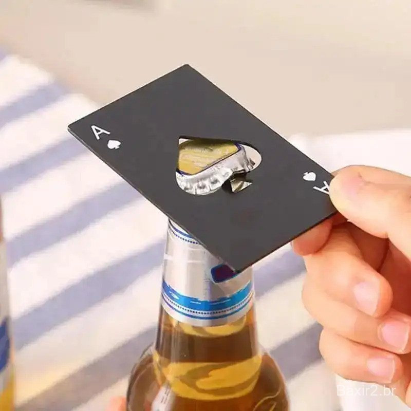 Stainless Steel Poker Shaped Bottle Opener, Portable Non-slip Manual Beer Opener, Bottle Opener Whistle, Poker Ace Of Sp
