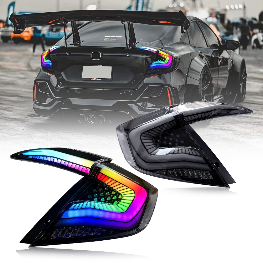 [carro - Luz de trás] Honda Civic 10 geração de luzes traseiras，cor do Starry Sky RGB Cool Edition, plug and pla