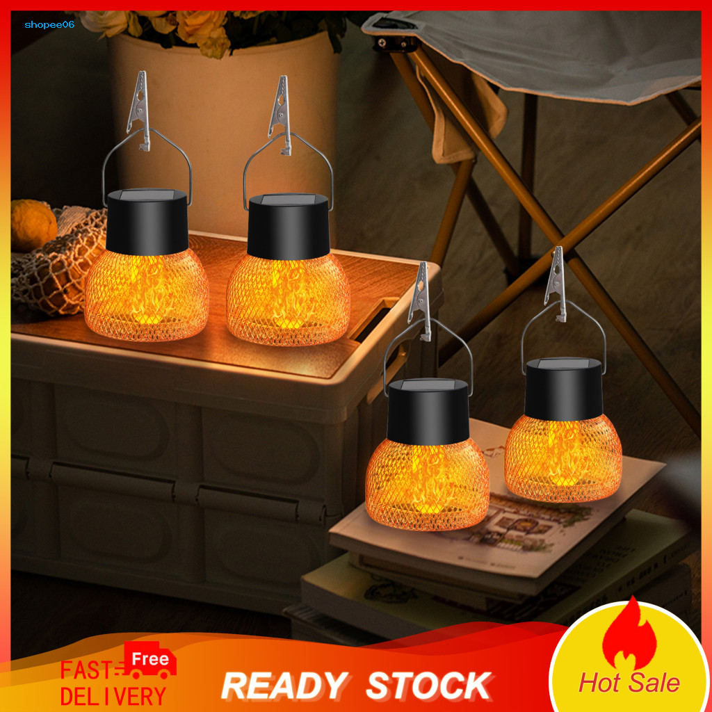 Solar Sensor Lawn Lamp Light 4pcs Led Garden Lights Super Bright Waterproof Outdoor Hanging Lanterns with Flickering Fla