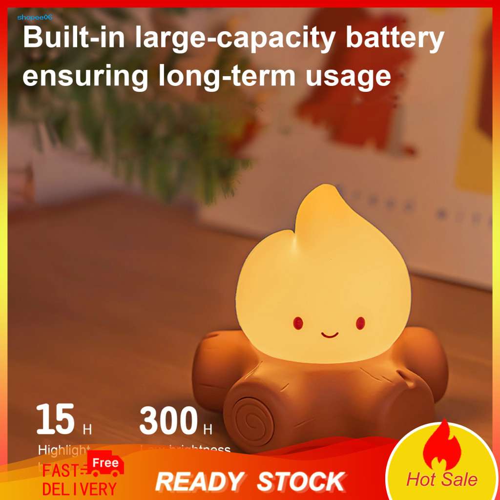 Silicone Night Light Dimmable Led Fireplace Lamp with Realistic Flickering Flame 2 Lighting Modes Indoor/outdoor Electri