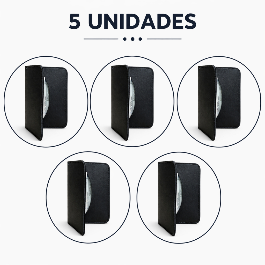 Kit 5 Carteira Flip Mini Pequena Compacta Porta Cartões Documentos Sintético Presente ou Revenda