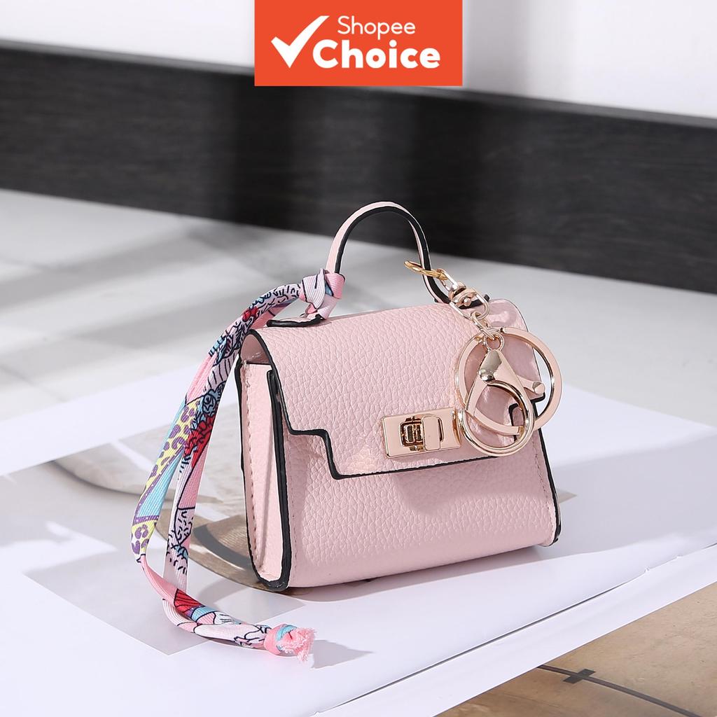 Bolsa de armazenamento portátil com fecho e capa flip, mini bolsa com corda de mão, porta-moedas com zíper, estojo para
