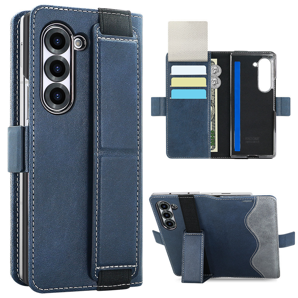 Para Samsung Galaxy Z Fold 7 6 5 Couro Do Plutônio Flip Carteira Caso De Telefone Estilo Negócios Suporte Ajustável Slot