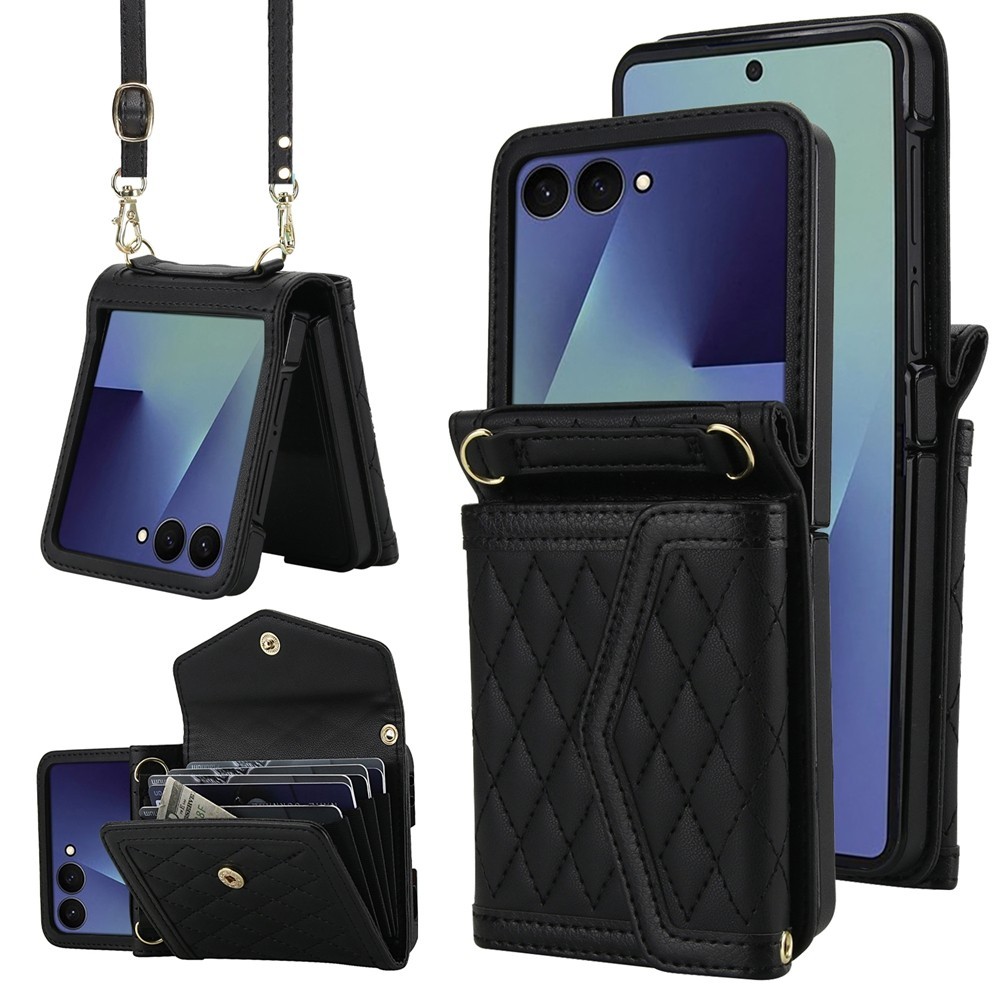 Luxo Para Samsung Galaxy Z Flip 7 Caso Bonito Design Carteira Saco Rosa Ouro Flip7 Z7 Premium Telefone Embalagem