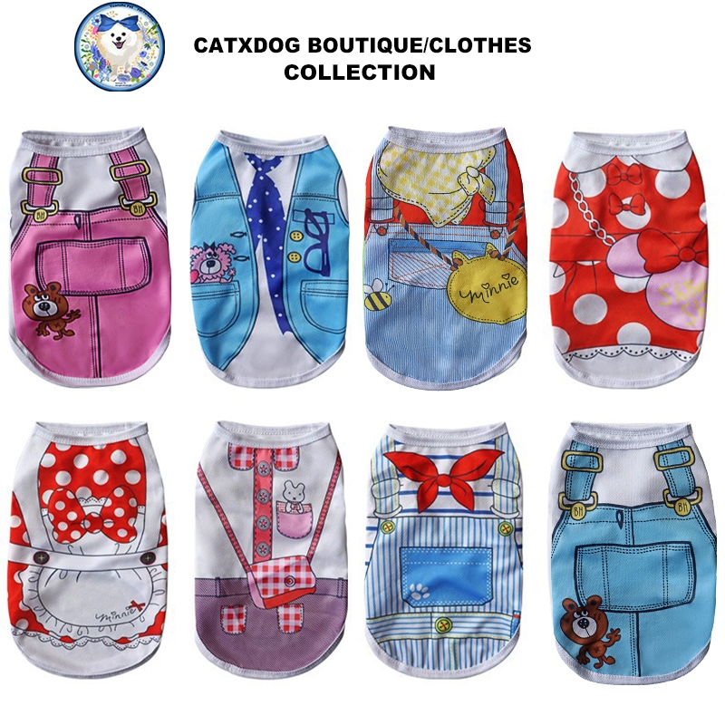 Cartoon Pet Fashion-Coletes Para Cães E Camisas Femininas Gatos | Vestidos De Cachorrinho Shih Tzu/Bichon Estilos De Fan