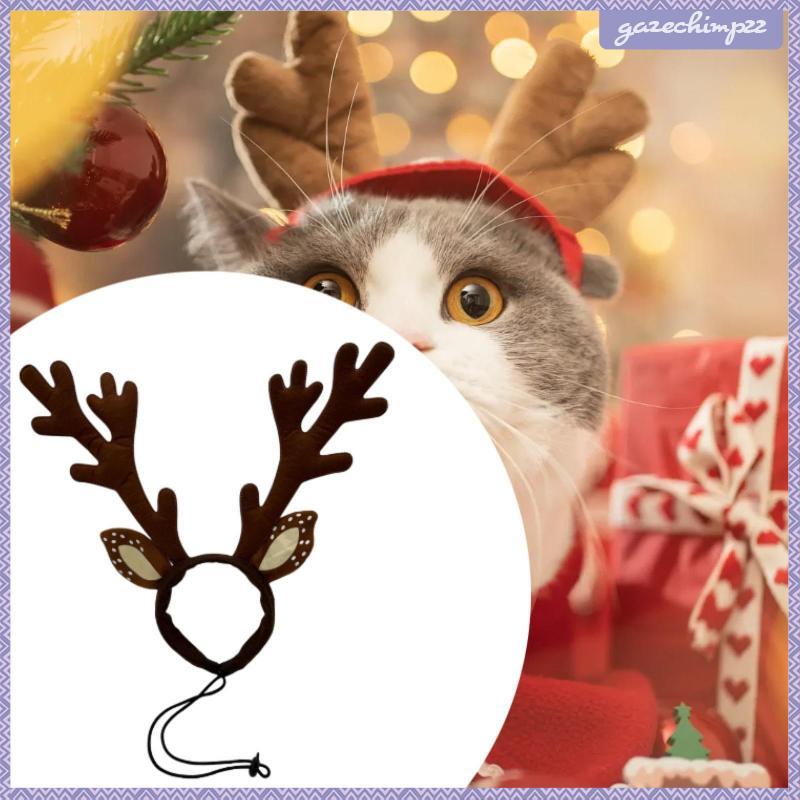 [Gazechimp] Tiara Festiva De Rena Para Animais De Estimação , Chifres De Natal , Pelúcia , Cachorro , Gato , Veado , Fan