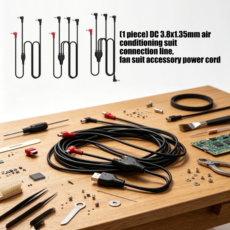 Fan Clothing Power Splitter Cable 3 8X1 35Mm Sobressalente PVC Ângulo Reto Para Resfriamento Roupas E D