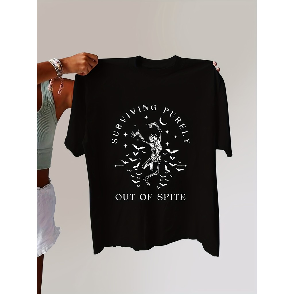 Camiseta Feminina Letter Printed Letras Oversized Casual Confortável Linda Estilosa Verão
