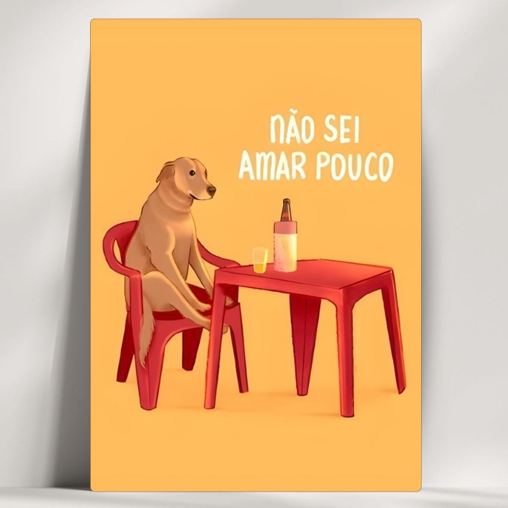 Quadros Decorativos Cachorro Caramelo - Não Sei Amar Pouco - Em Mdf - com Fita - Envio Imediato