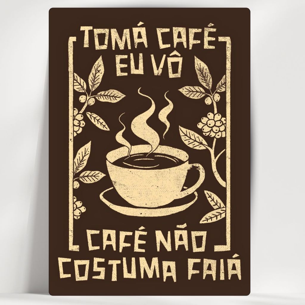 Quadro Decorativo Cantinho do Café - Café Não Faiá Marrom - Em MDF - com fita - Envio Imediato