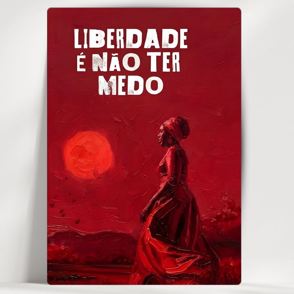 Quadro Decorativo Cultura Afro Brasileira - Liberdade é Não Ter Medo - Em MDF - Já com Fita